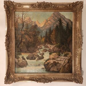 Ölgemälde,A.Wex,alt,gerahmt,signiert,landschaft,wasserfall,89×84 cm