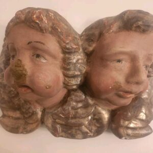 Zwei Gross! Barocke Engelsköpfe Holzfiguren geflügelte Putten-Köpfe,Spätbarock.