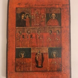 Antik Alte Original Bäuerliche Familien-Ikone, Rußland, 18. Jahrhundert