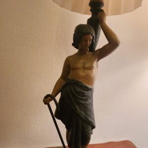 Alte Lampe,Figurenlampe,Groß,65cm,aus Frankreich, geschnitzt und gefasst,French