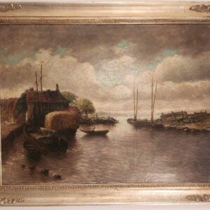 Ölgemälde,alt,signiert,meer,landschaft,Porto,Schiefen