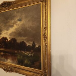 Ölgemälde,Öl Leinwand,alt,signiert,gerahmt,Landschaft,See,Wald,Blumen,München!